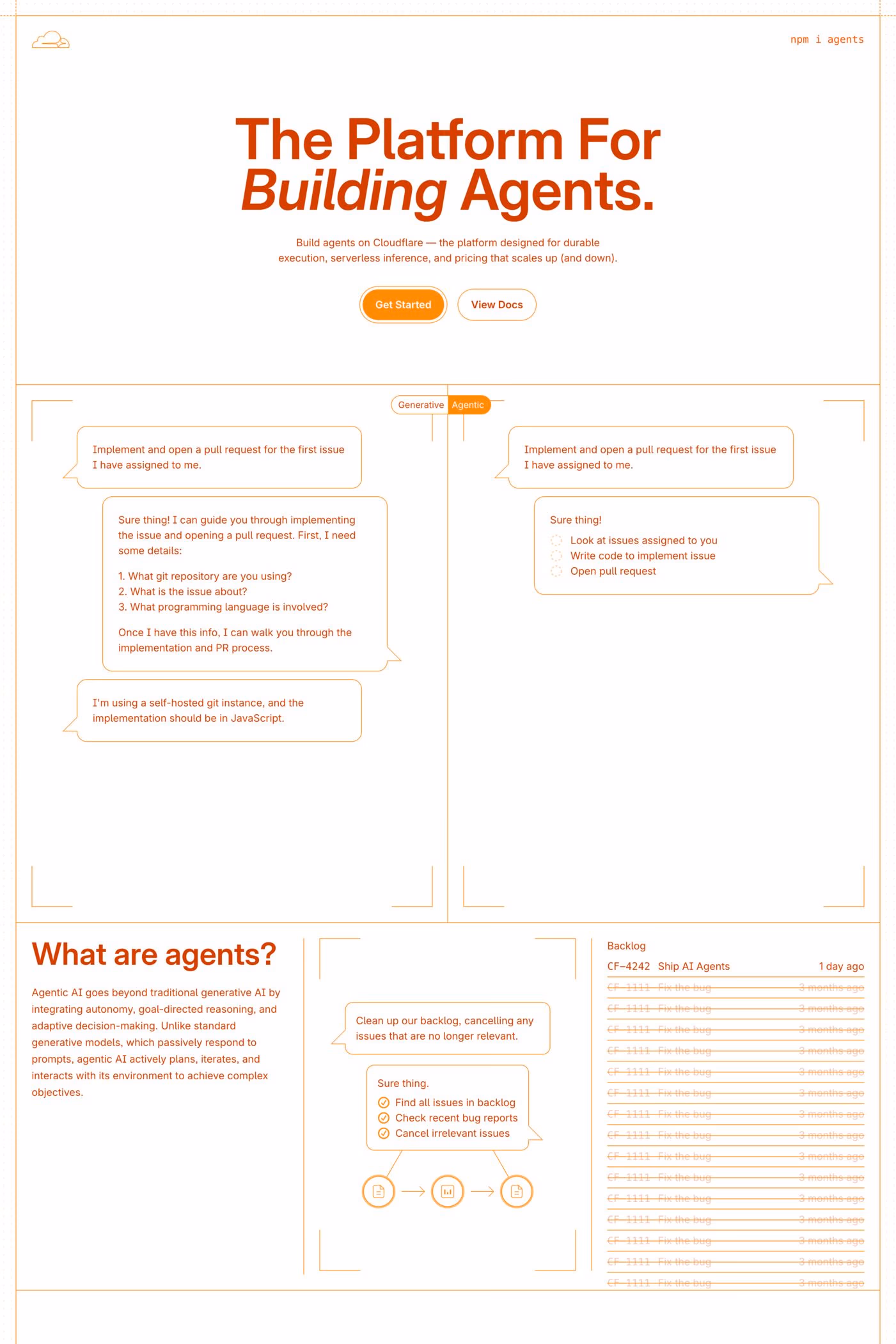 Cloudflare Agents website screenshot