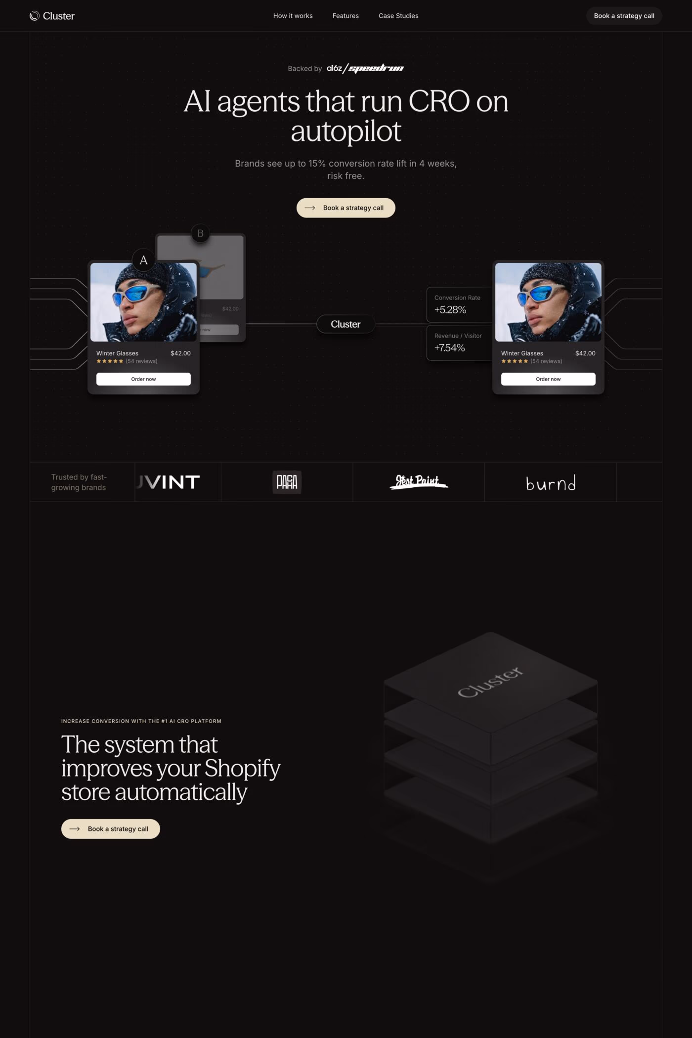 Cluster website screenshot
