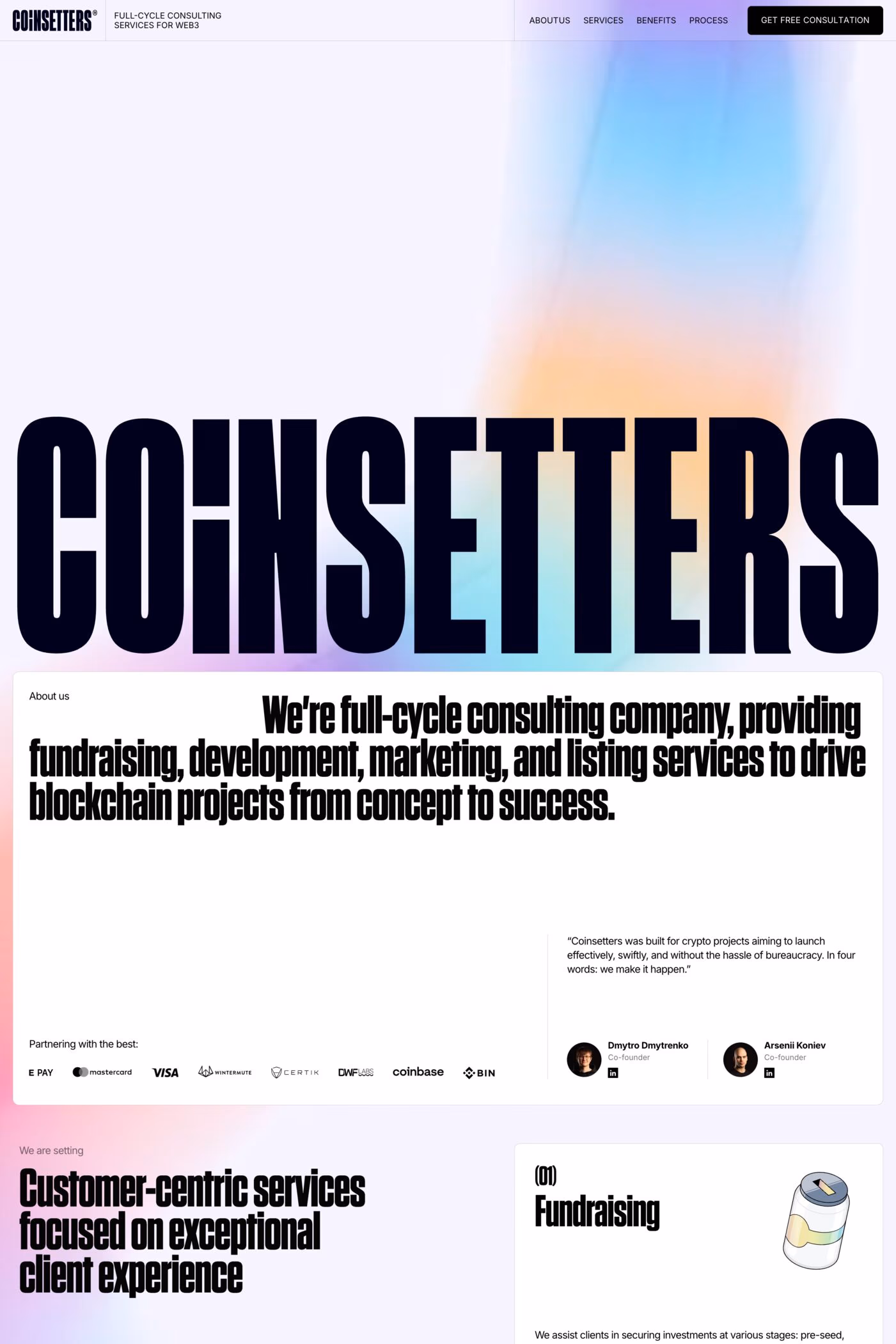 Coinsetters website screenshot