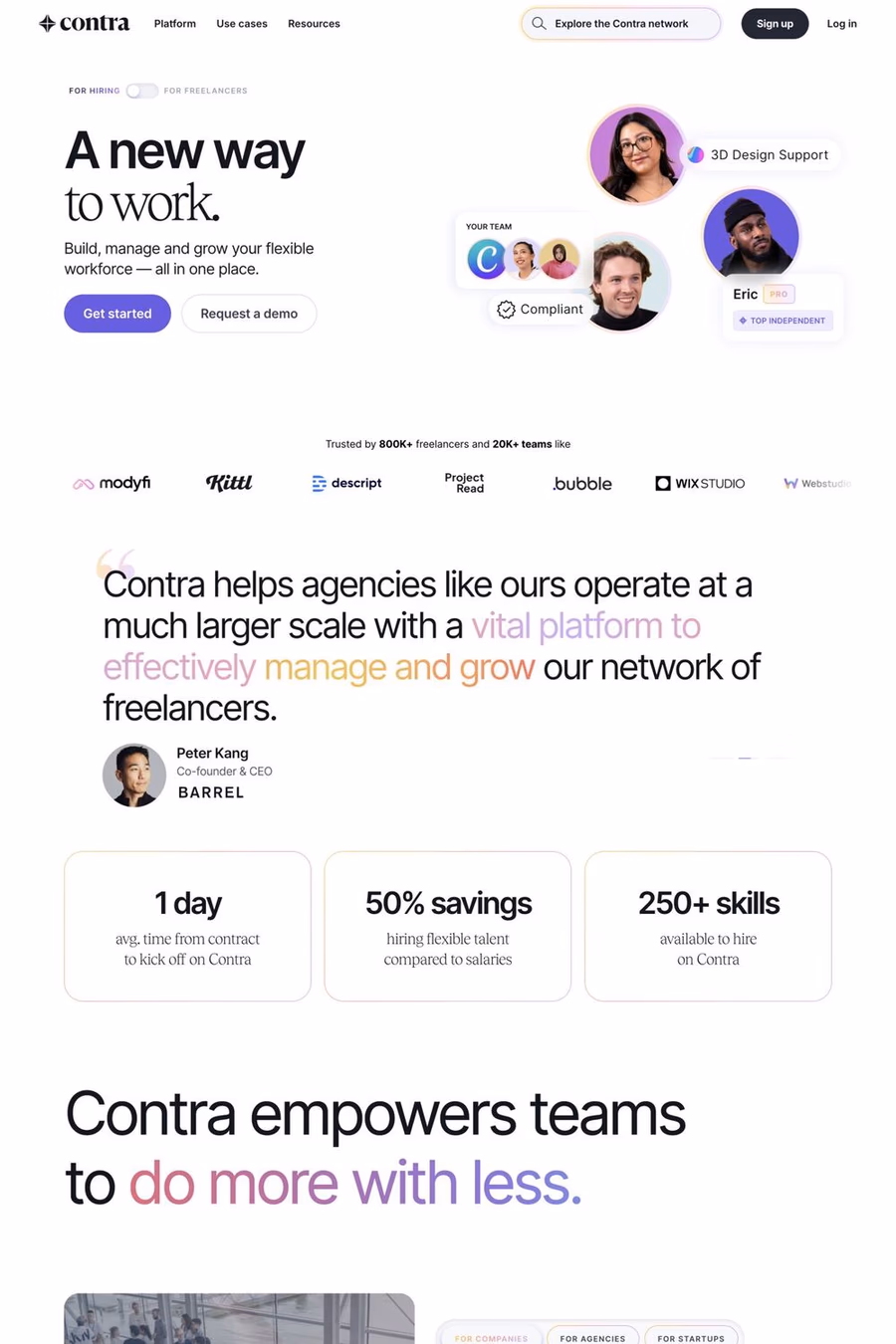 Contra website screenshot