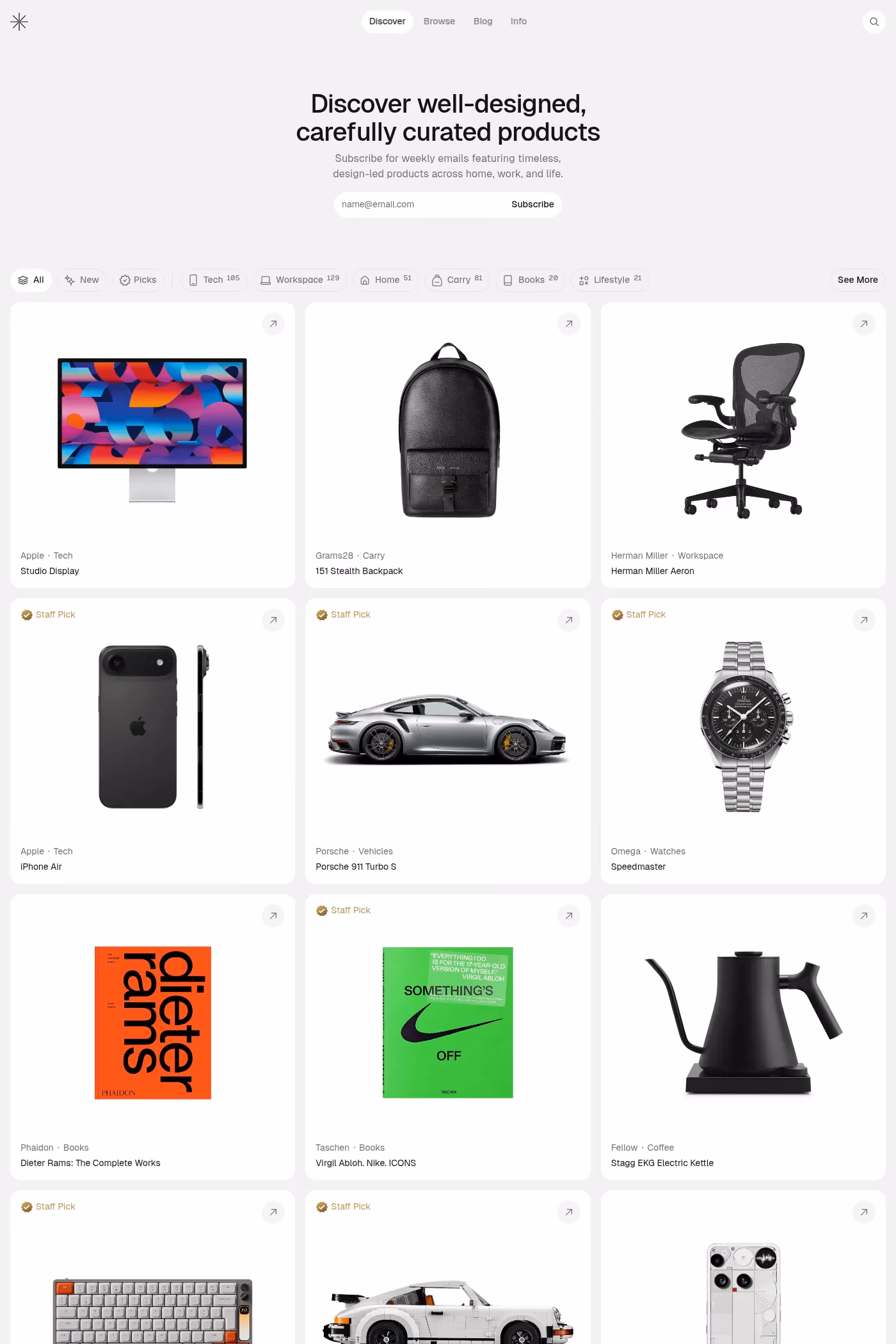Curated Supply website screenshot