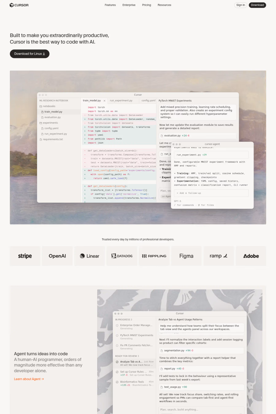 Cursor website screenshot