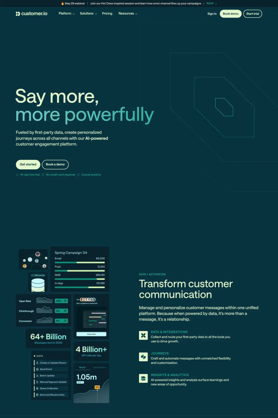 Customer.io website screenshot