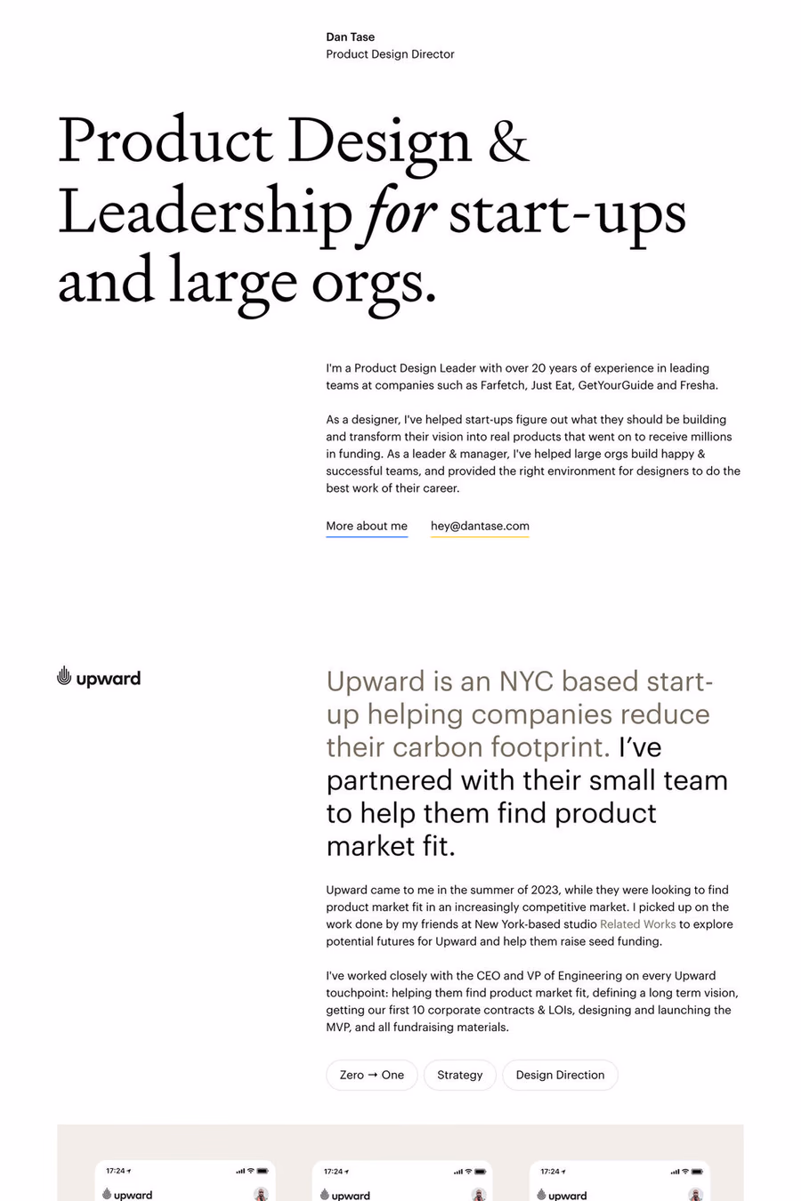 Dan Tase website screenshot