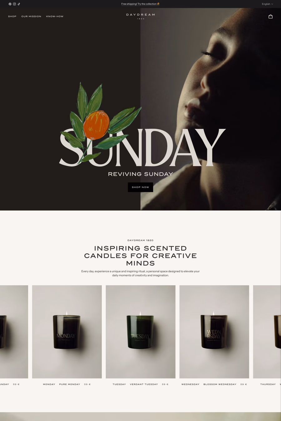 Daydream 1820 website screenshot