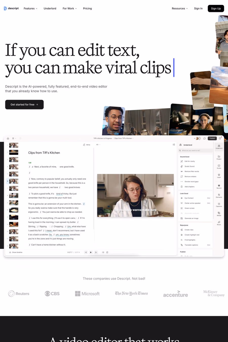 Descript website screenshot