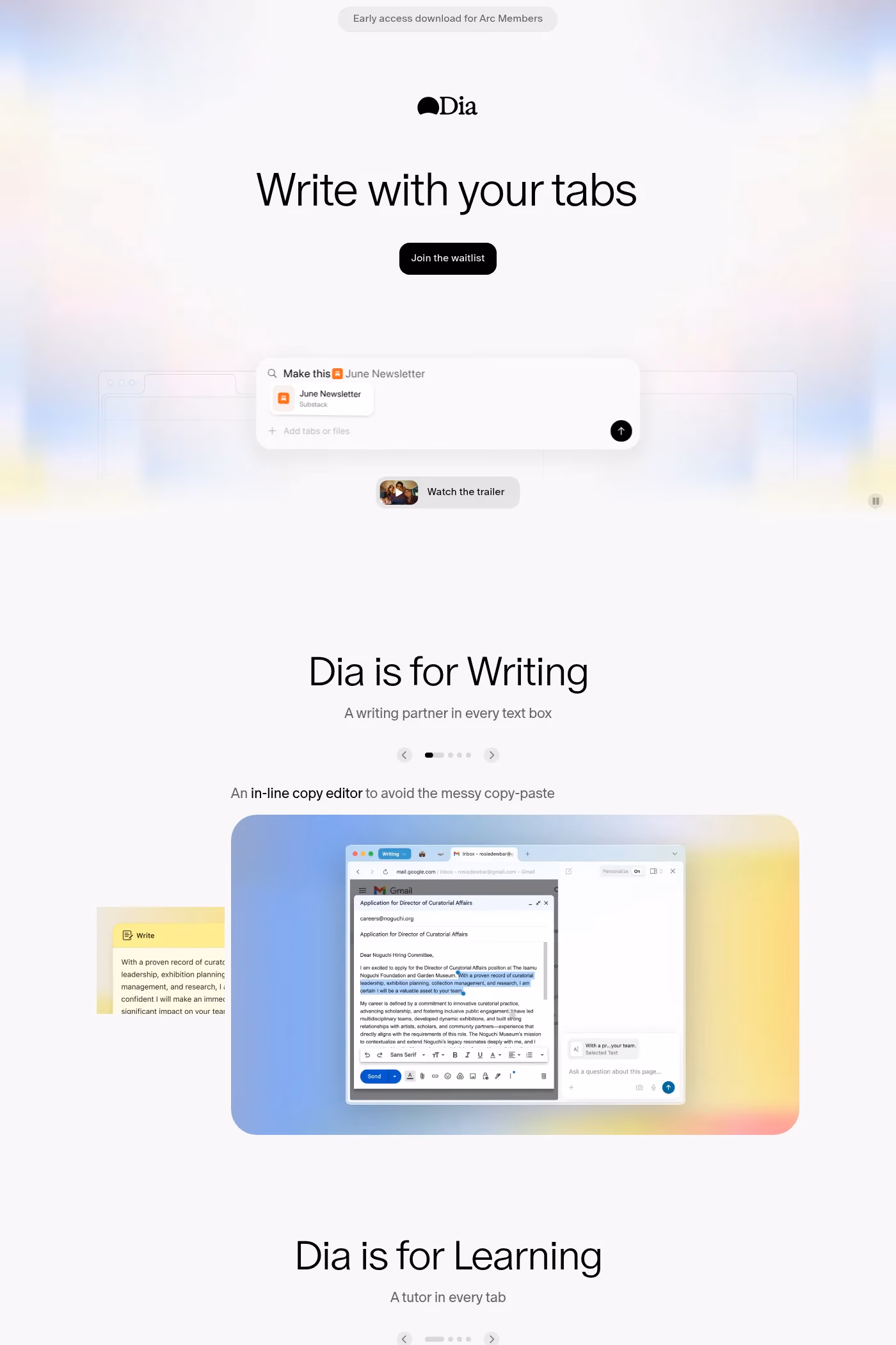 Dia website screenshot