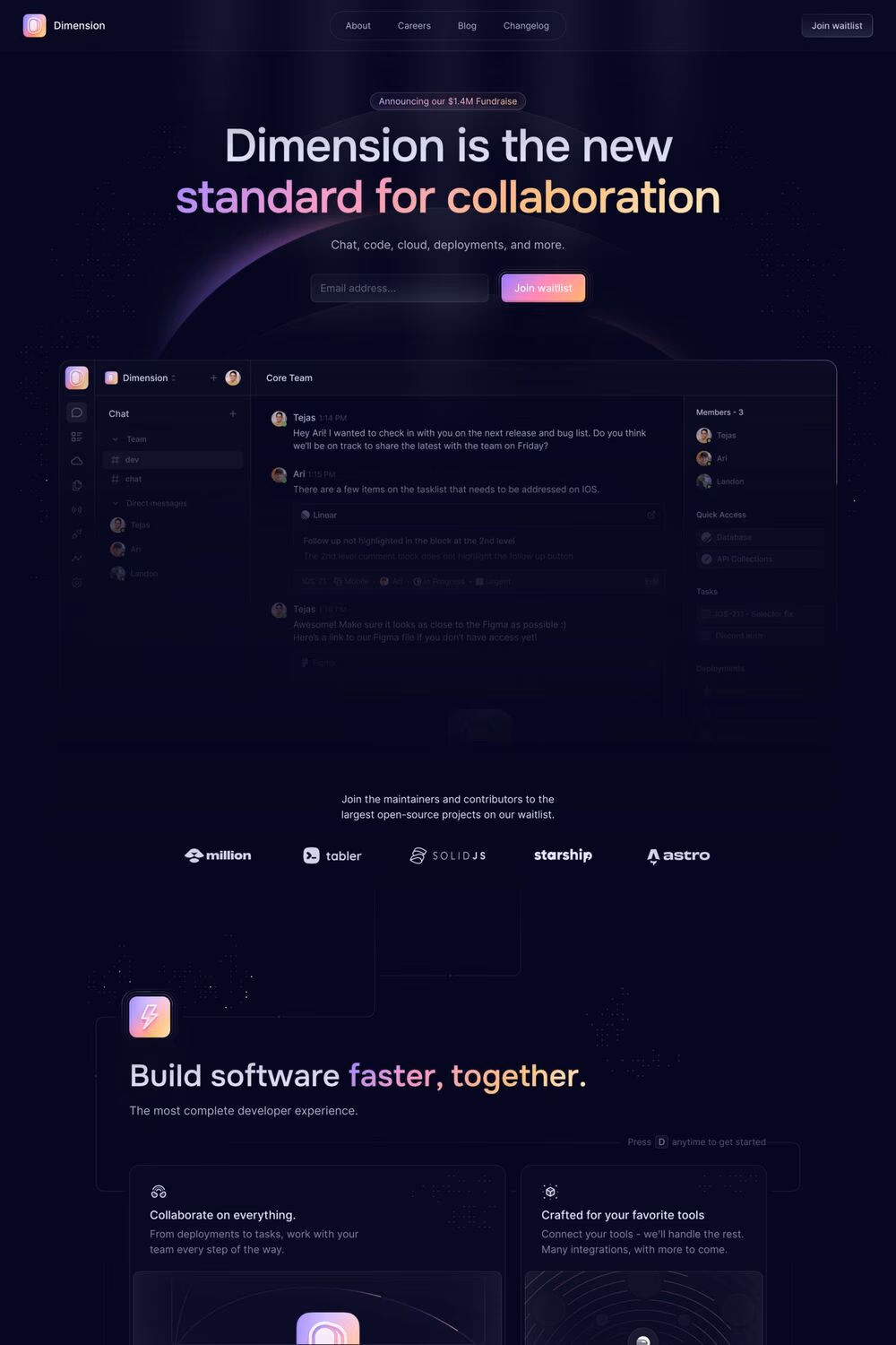 Dimension website screenshot
