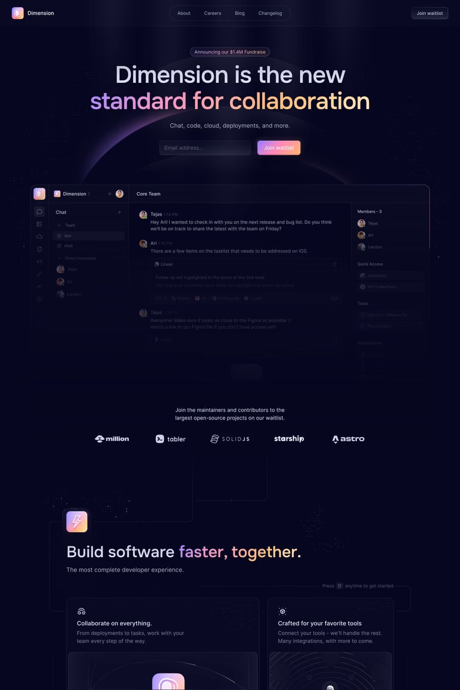 Dimension website screenshot