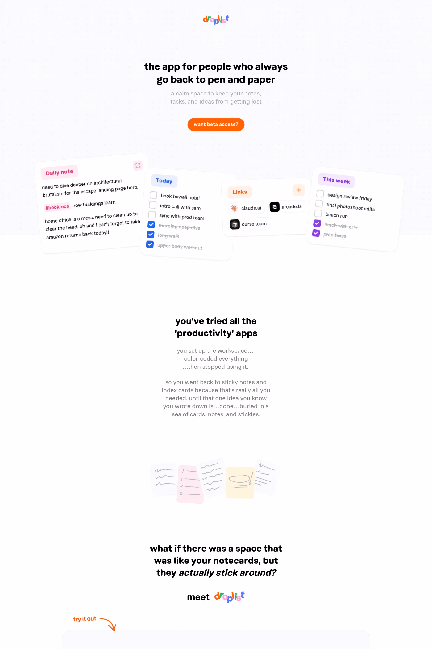 Droplist website screenshot