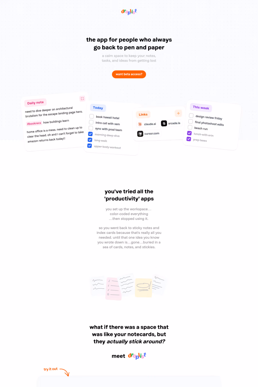 Droplist website screenshot