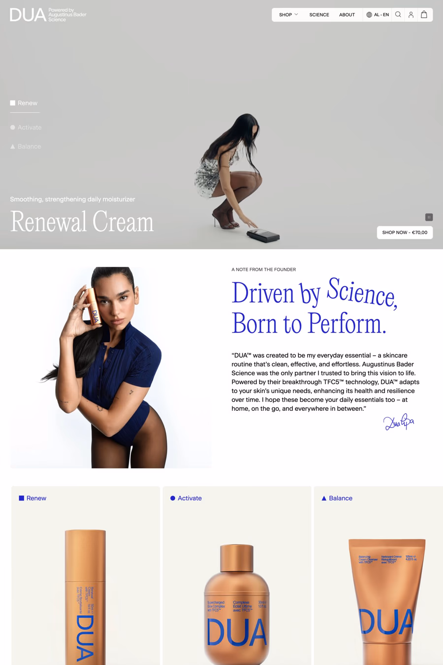 DUA™ website screenshot