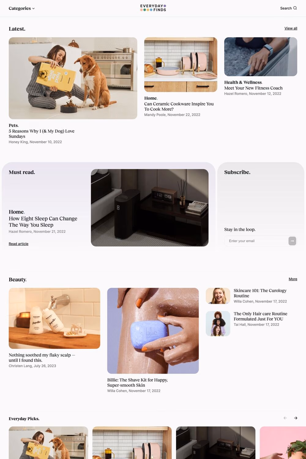 Everyday Finds website screenshot