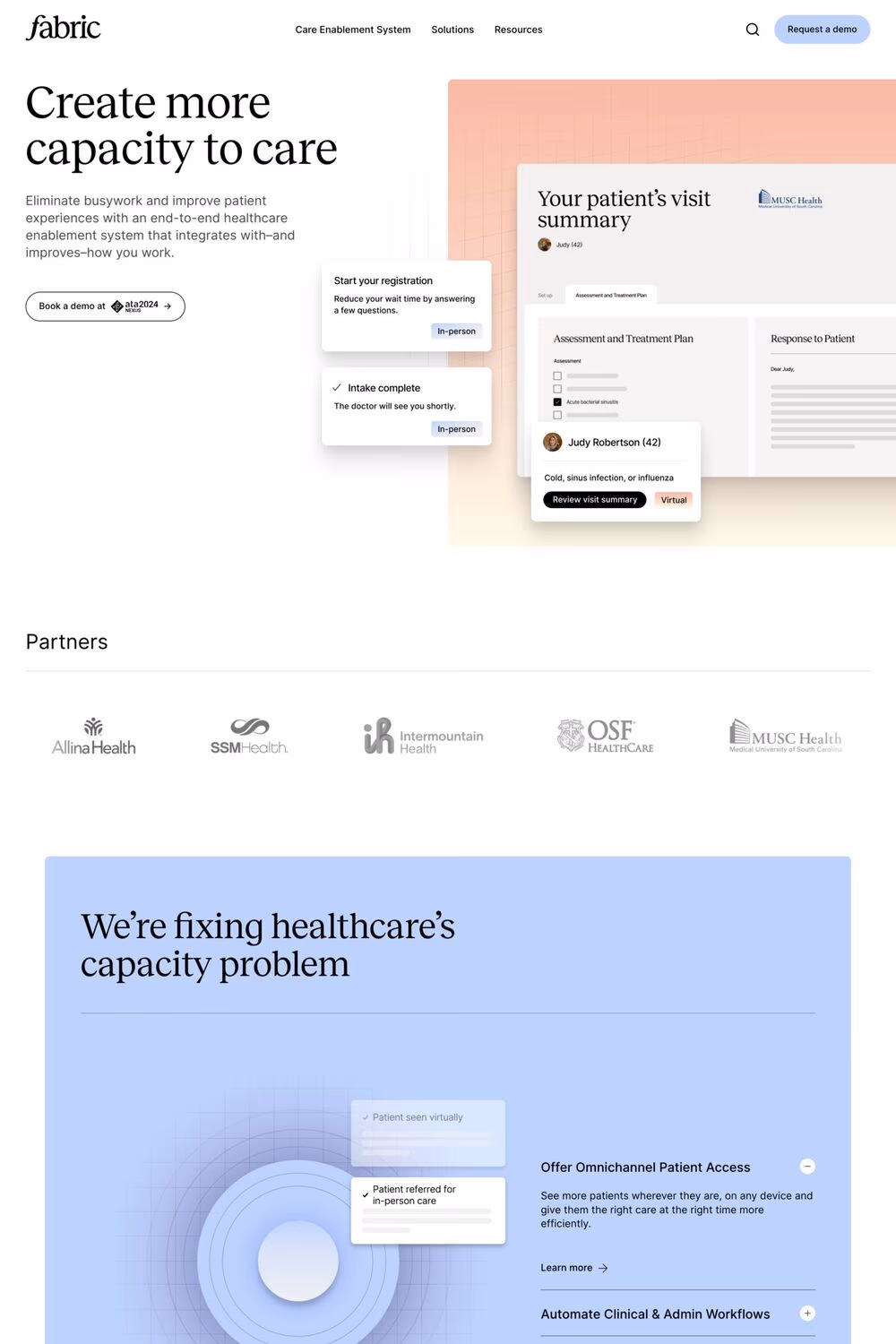 Fabric website screenshot