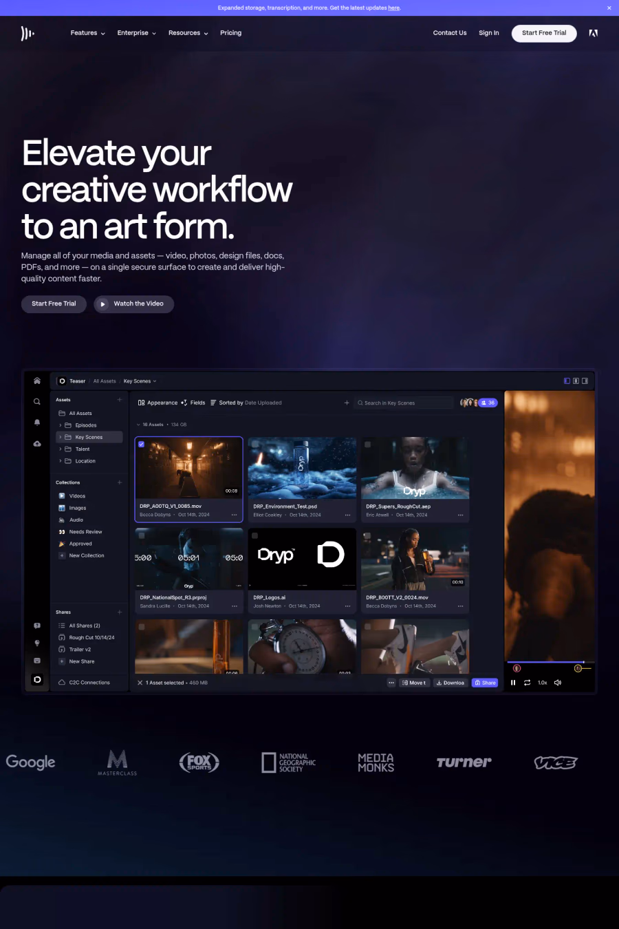 Frame.io website screenshot