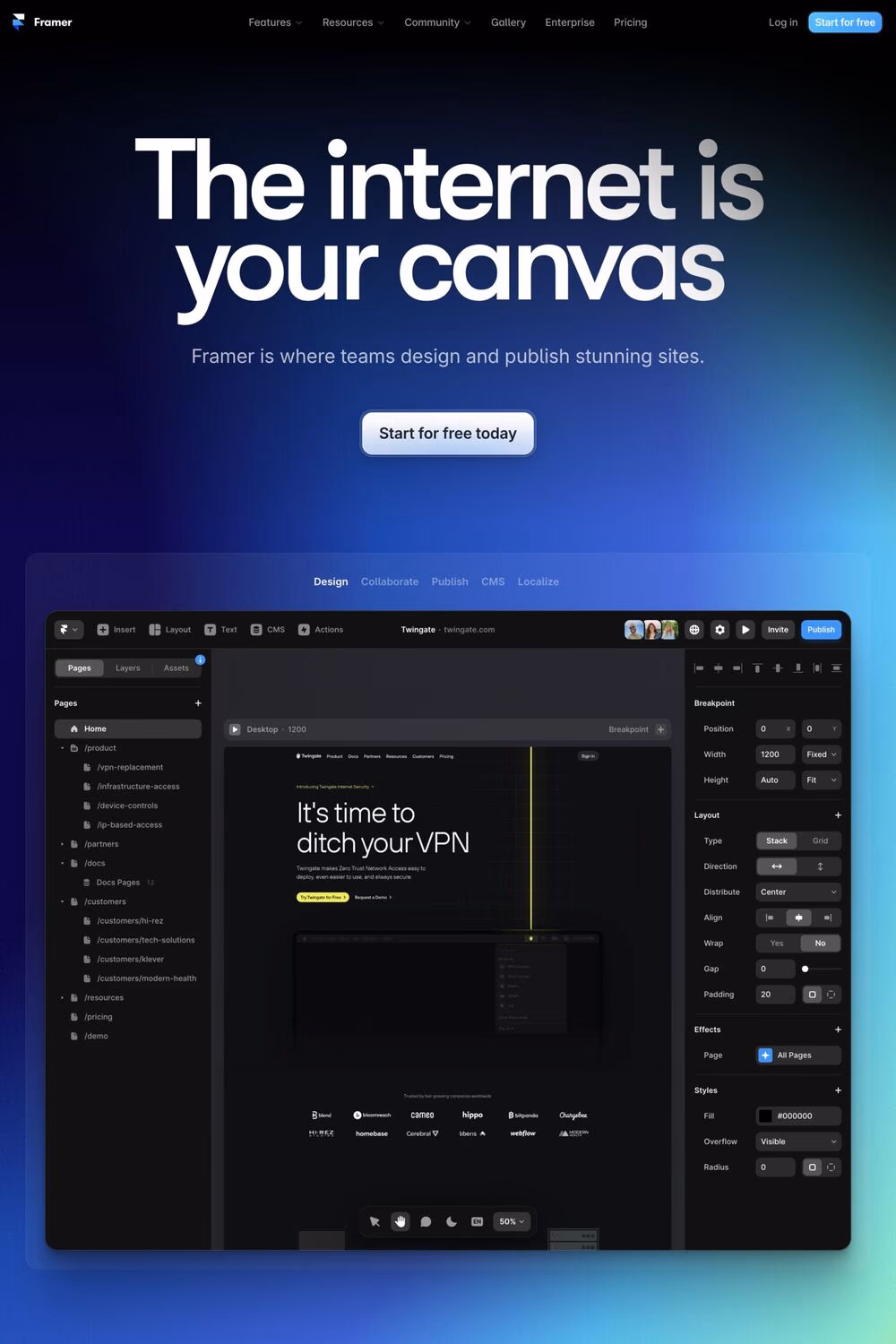 Framer website screenshot