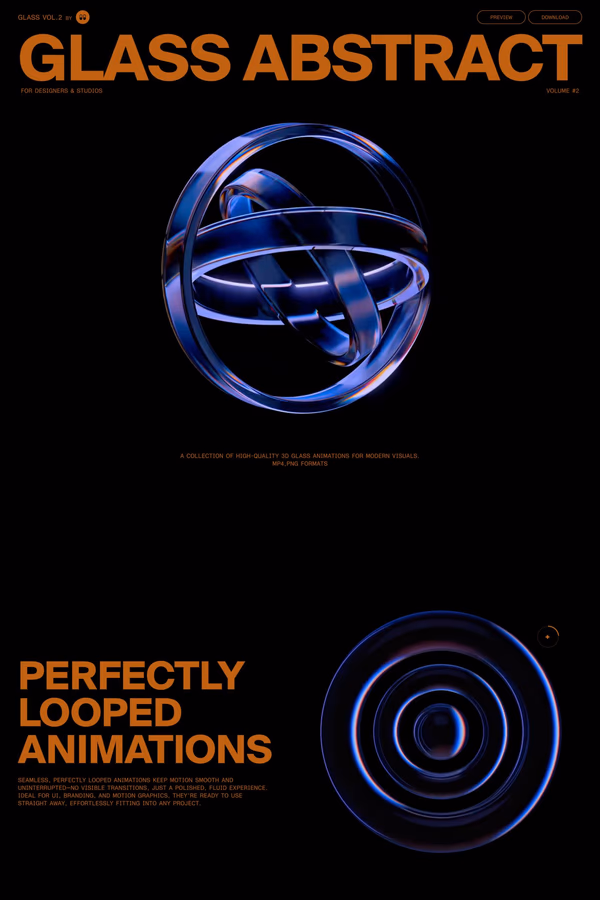 Glass abstract shapes website screenshot