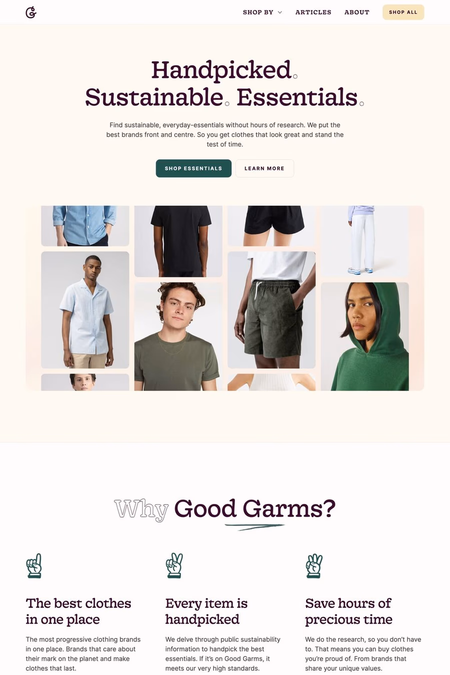 Good Garms website screenshot
