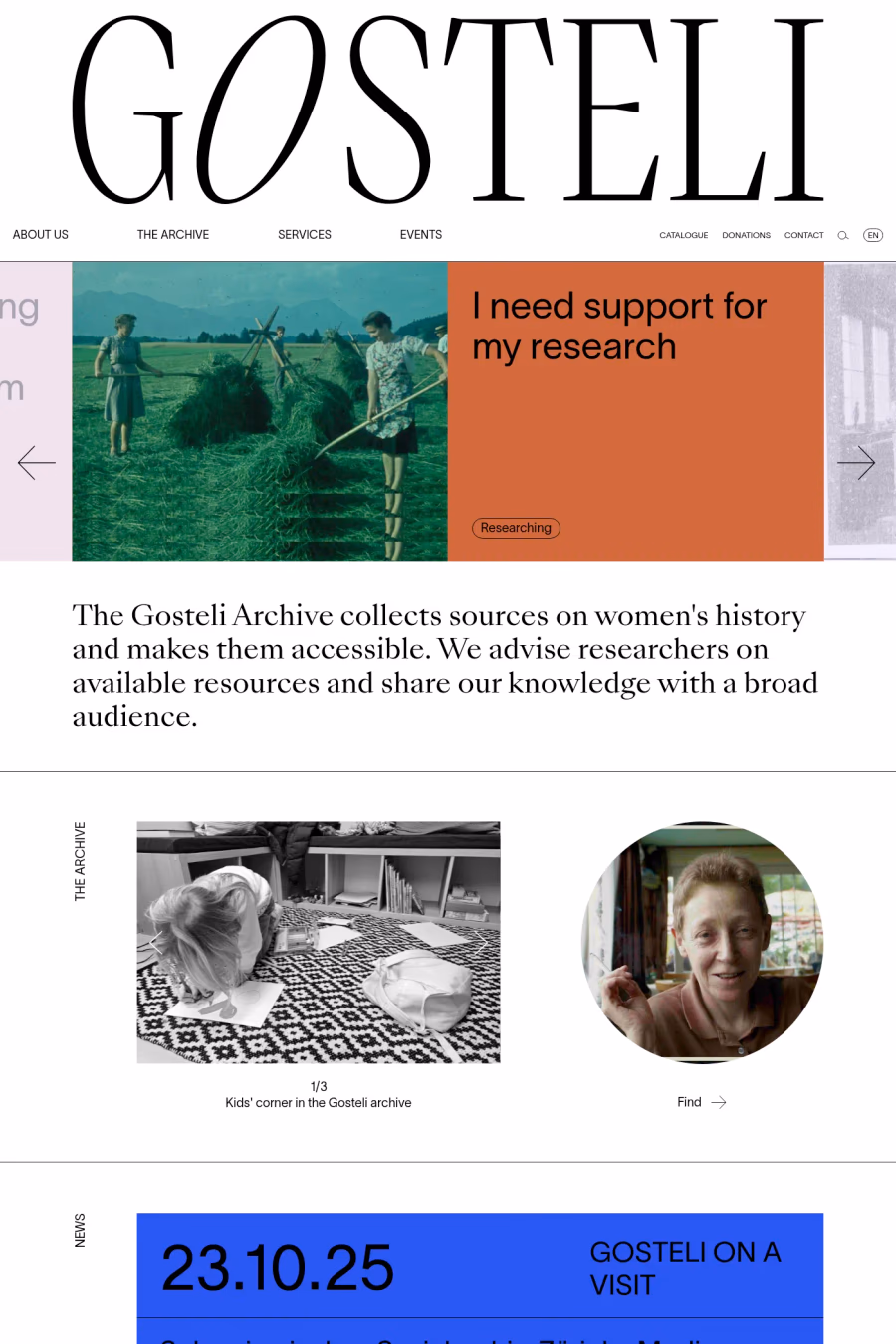 Gosteli-Archiv website screenshot