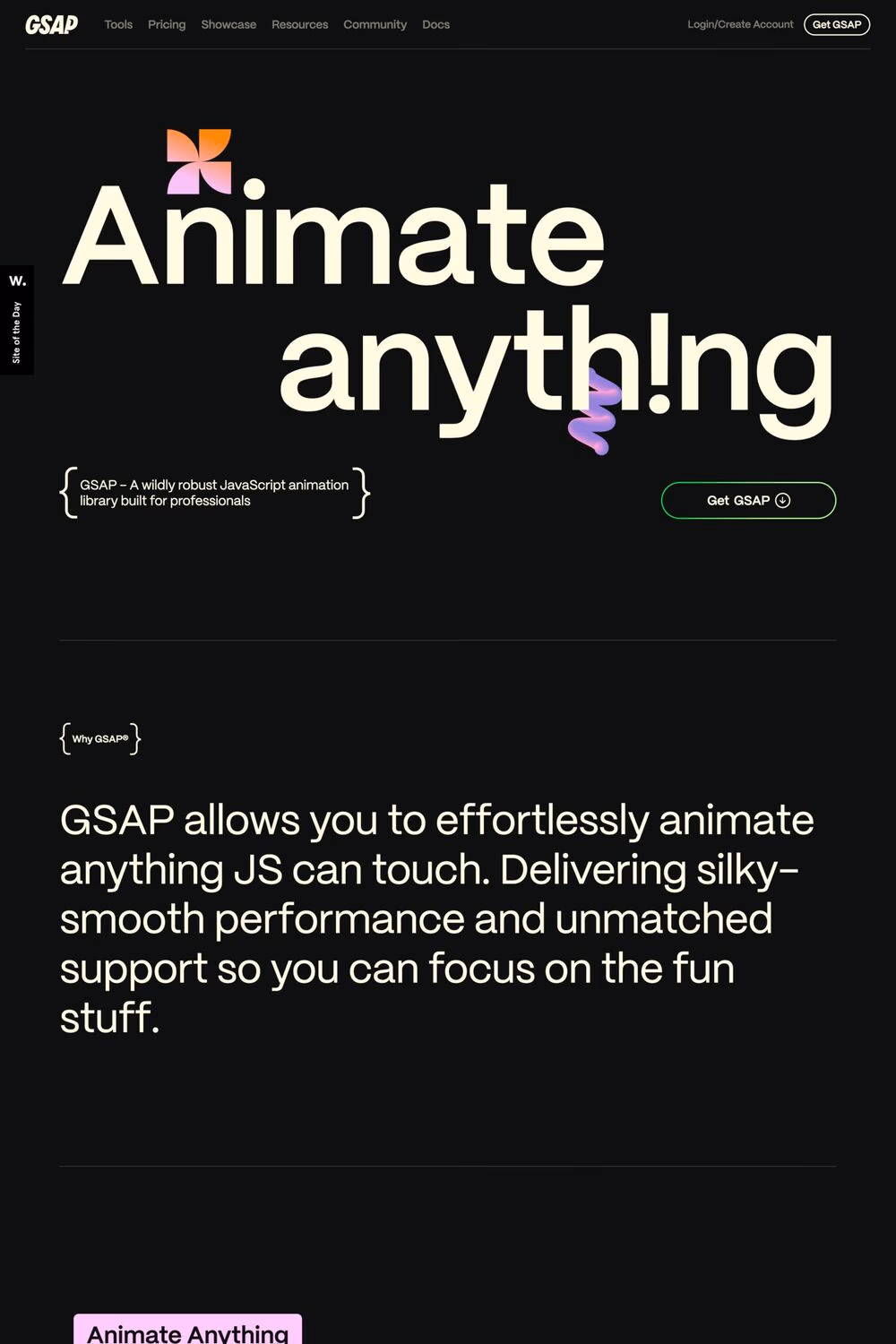 GSAP website screenshot