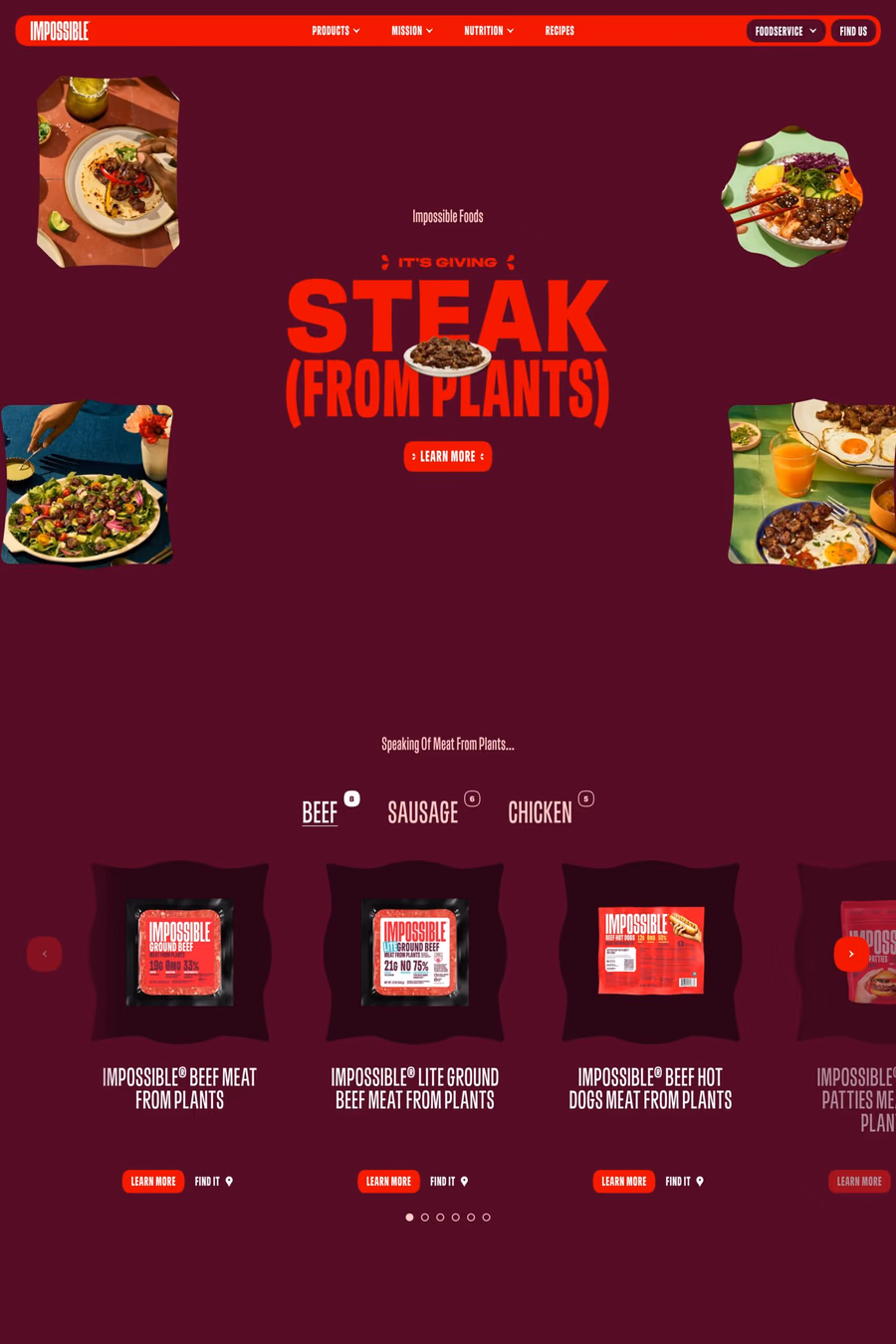 Impossible Foods website screenshot