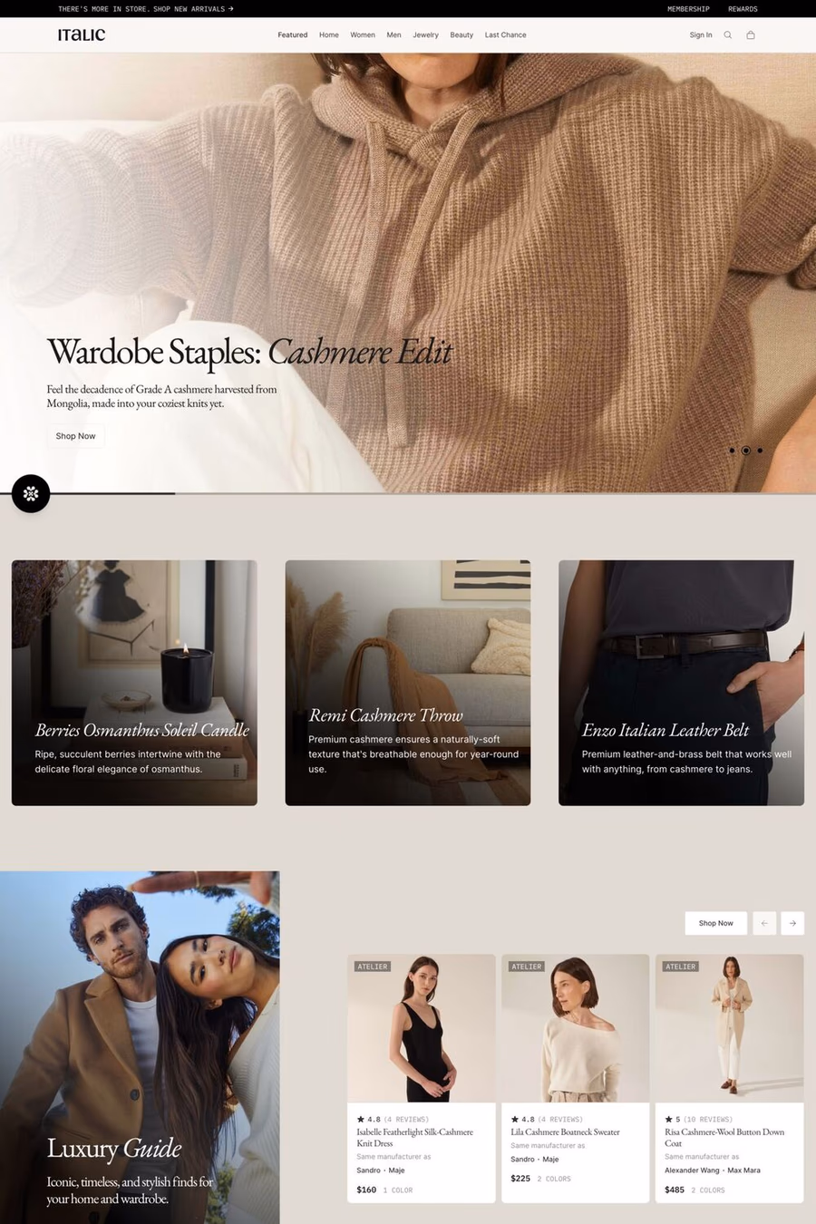 Italic website screenshot