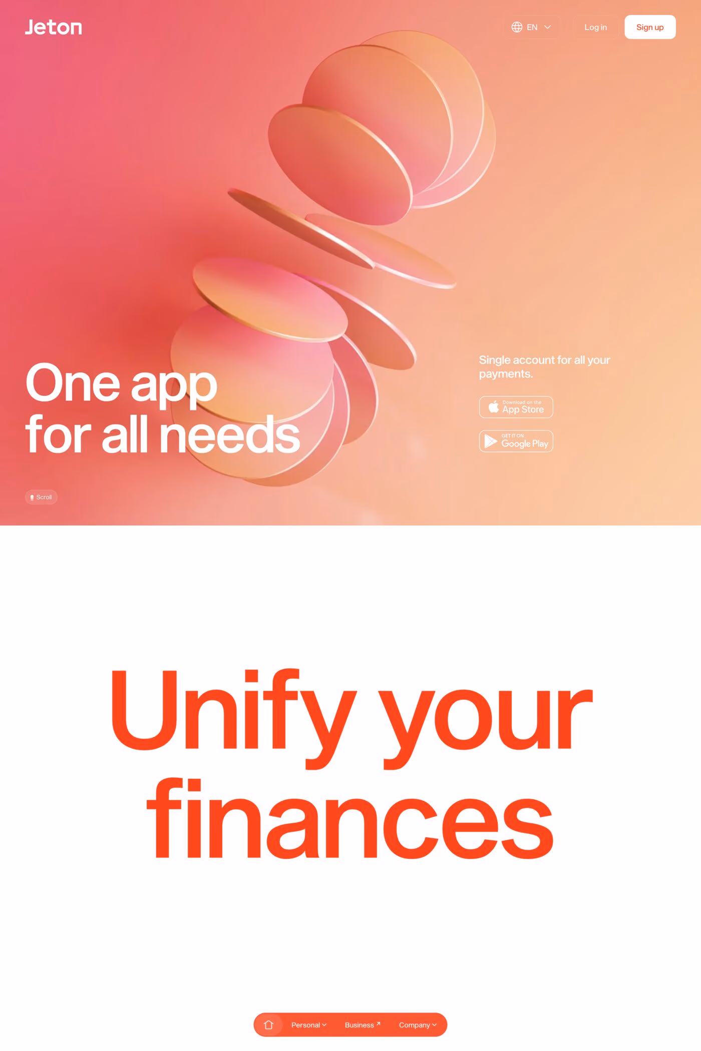 Jeton website screenshot