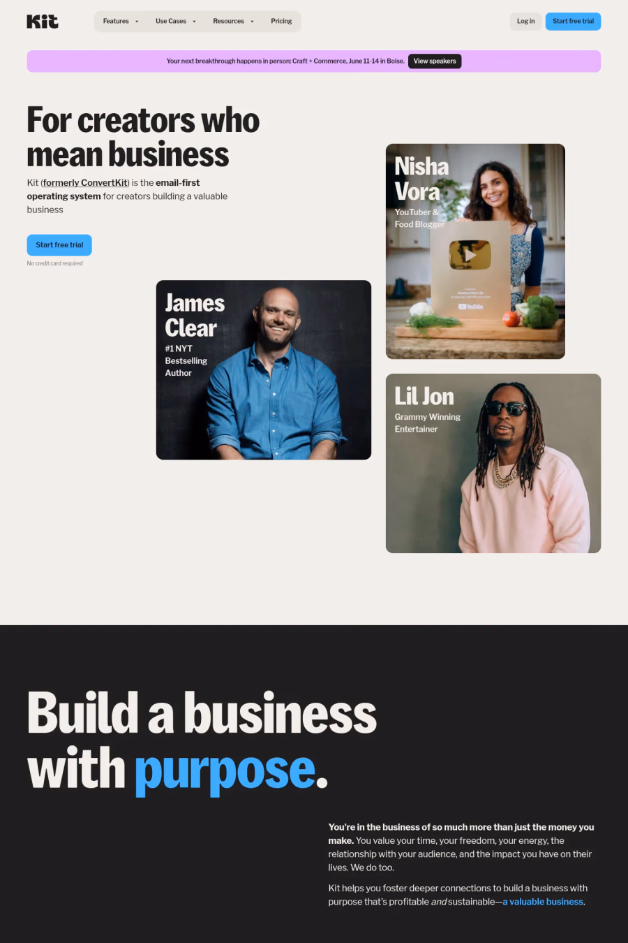 Kit website screenshot