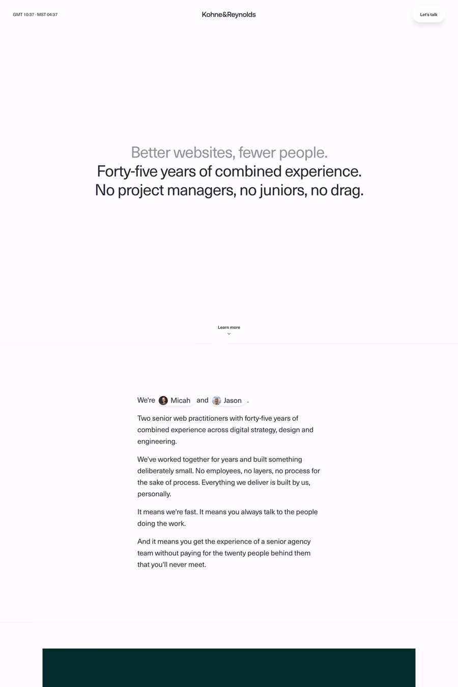 Kohne & Reynolds website screenshot