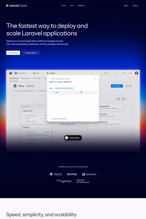 Laravel Cloud website screenshot