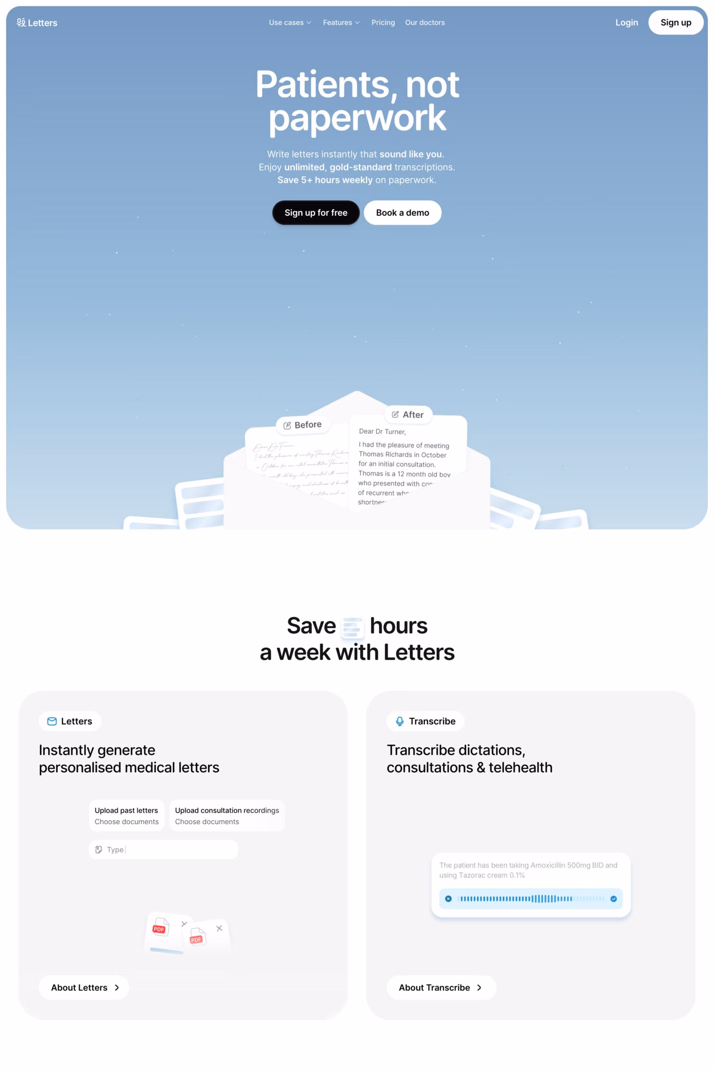 Letters website screenshot