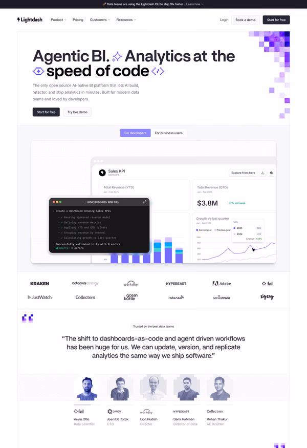 Lightdash website screenshot