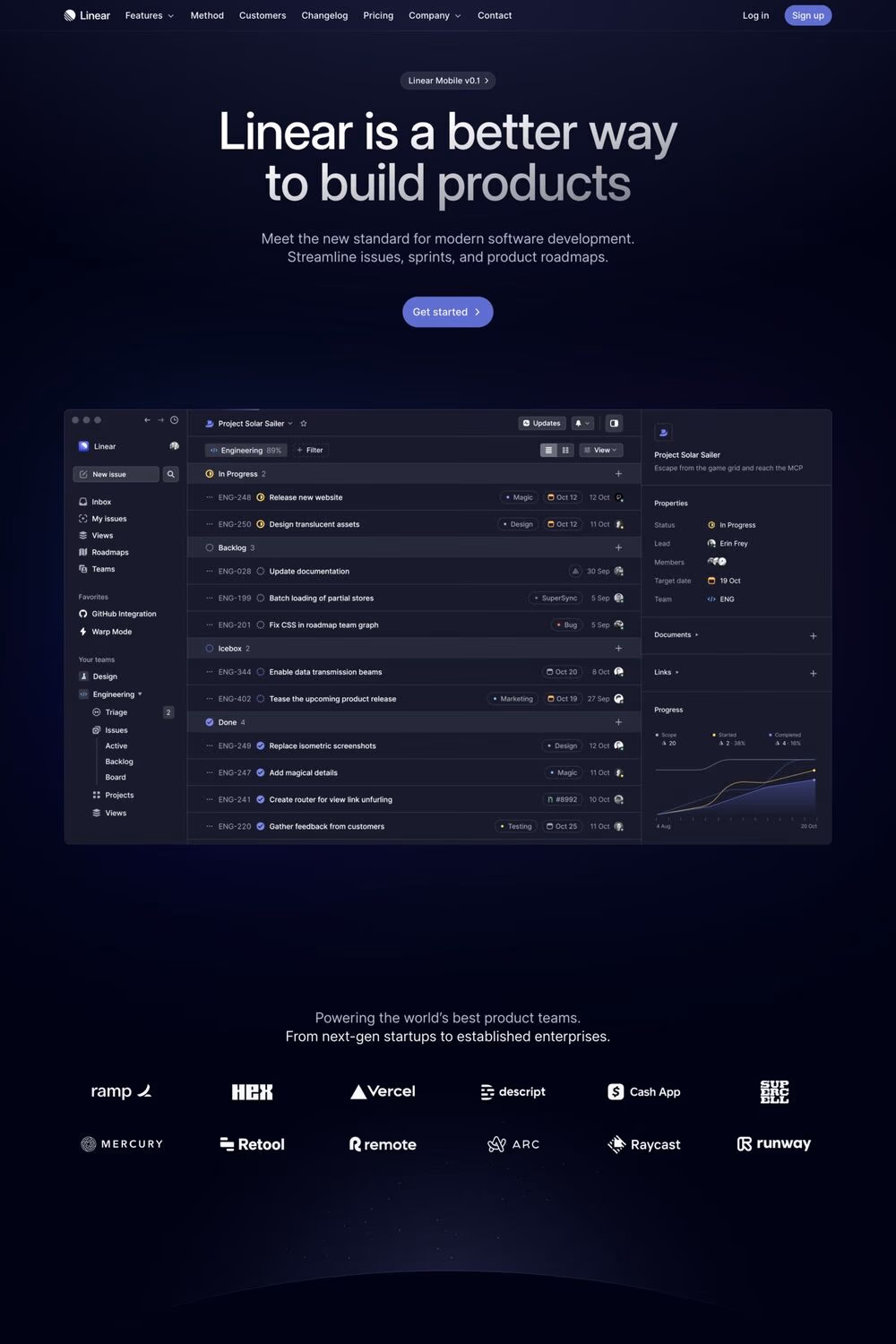 Linear website screenshot