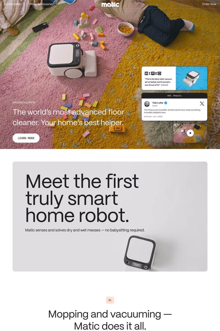 Matic website screenshot