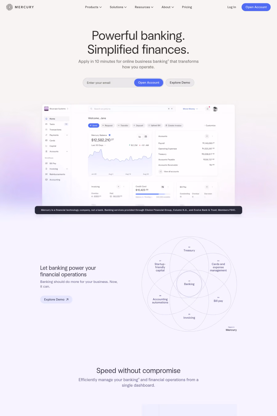 Mercury  website screenshot
