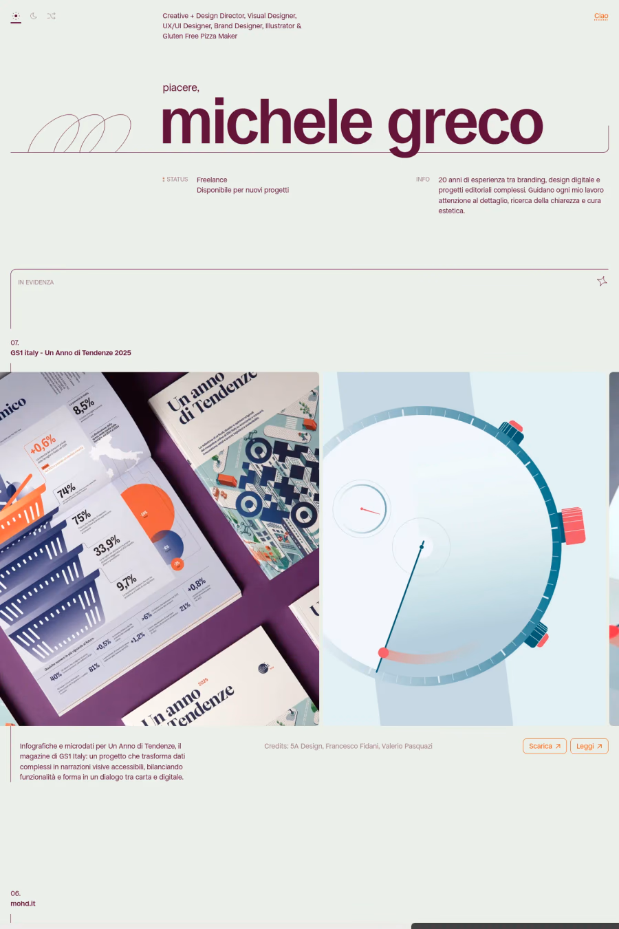 Michele Greco website screenshot