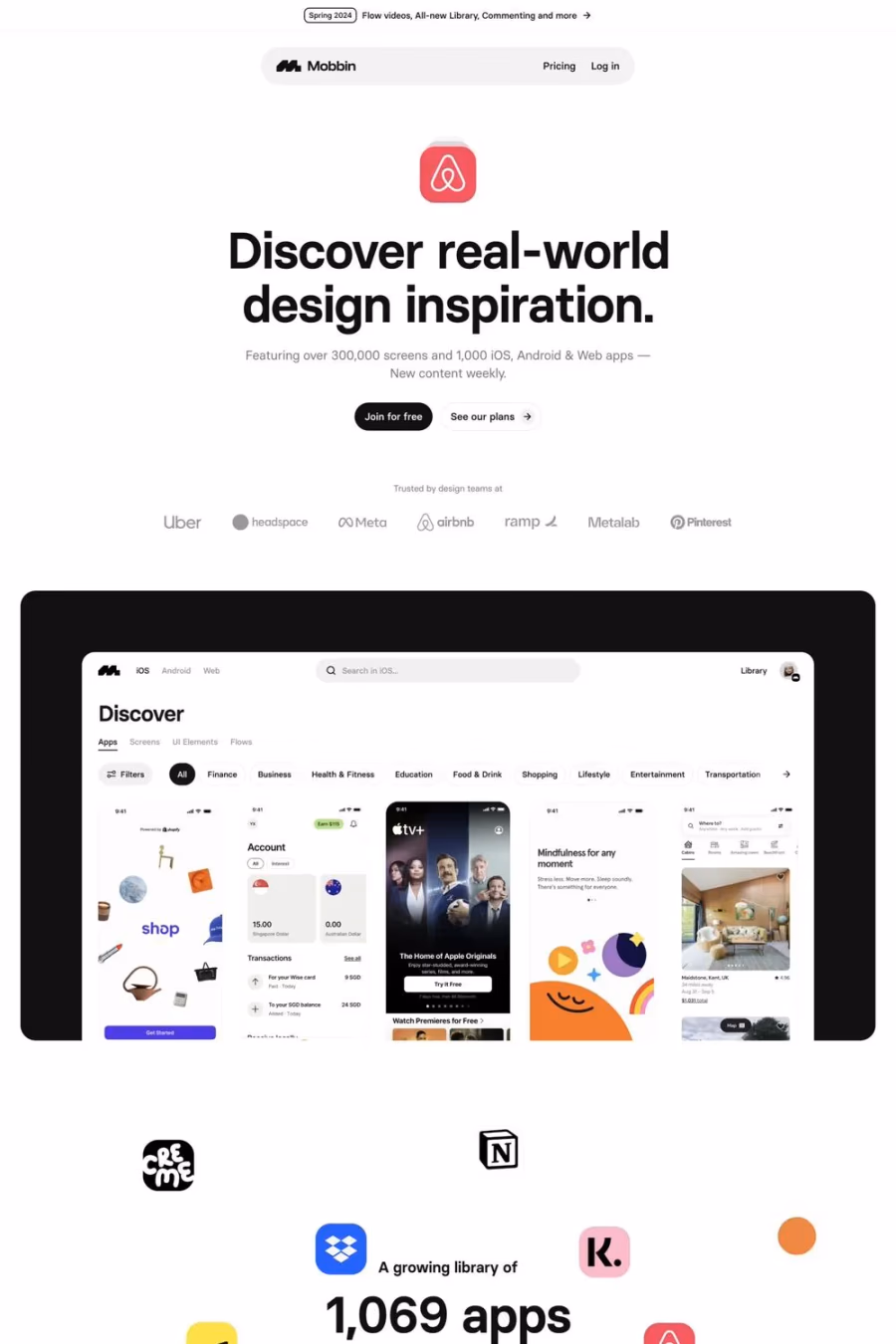 Mobbin website screenshot