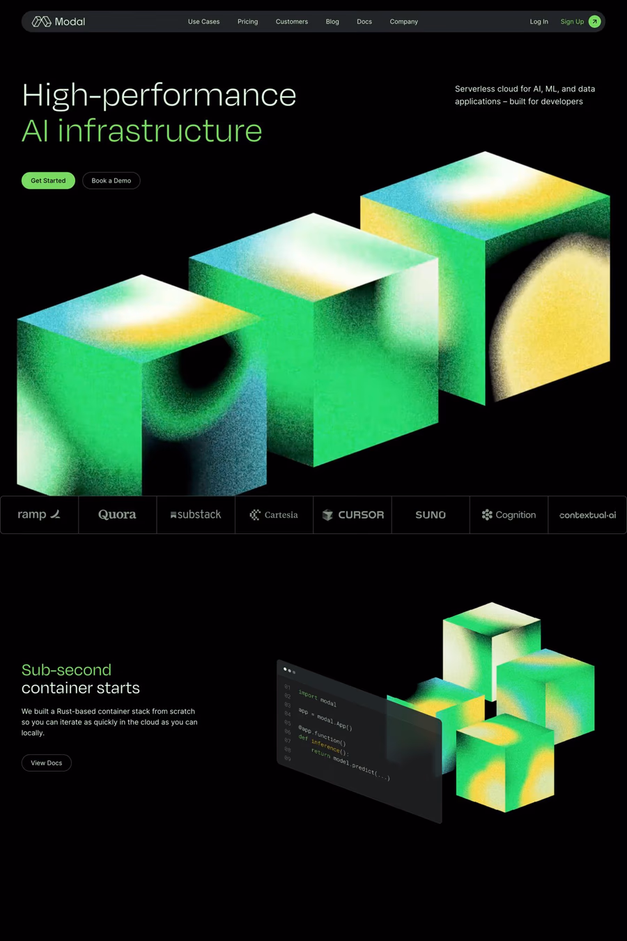 Modal website screenshot