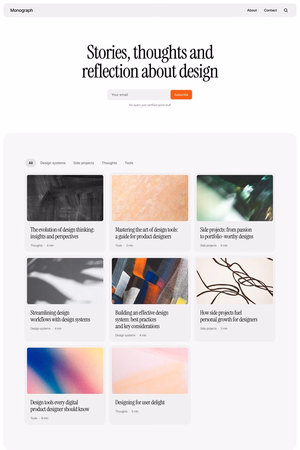 Monograph template screenshot