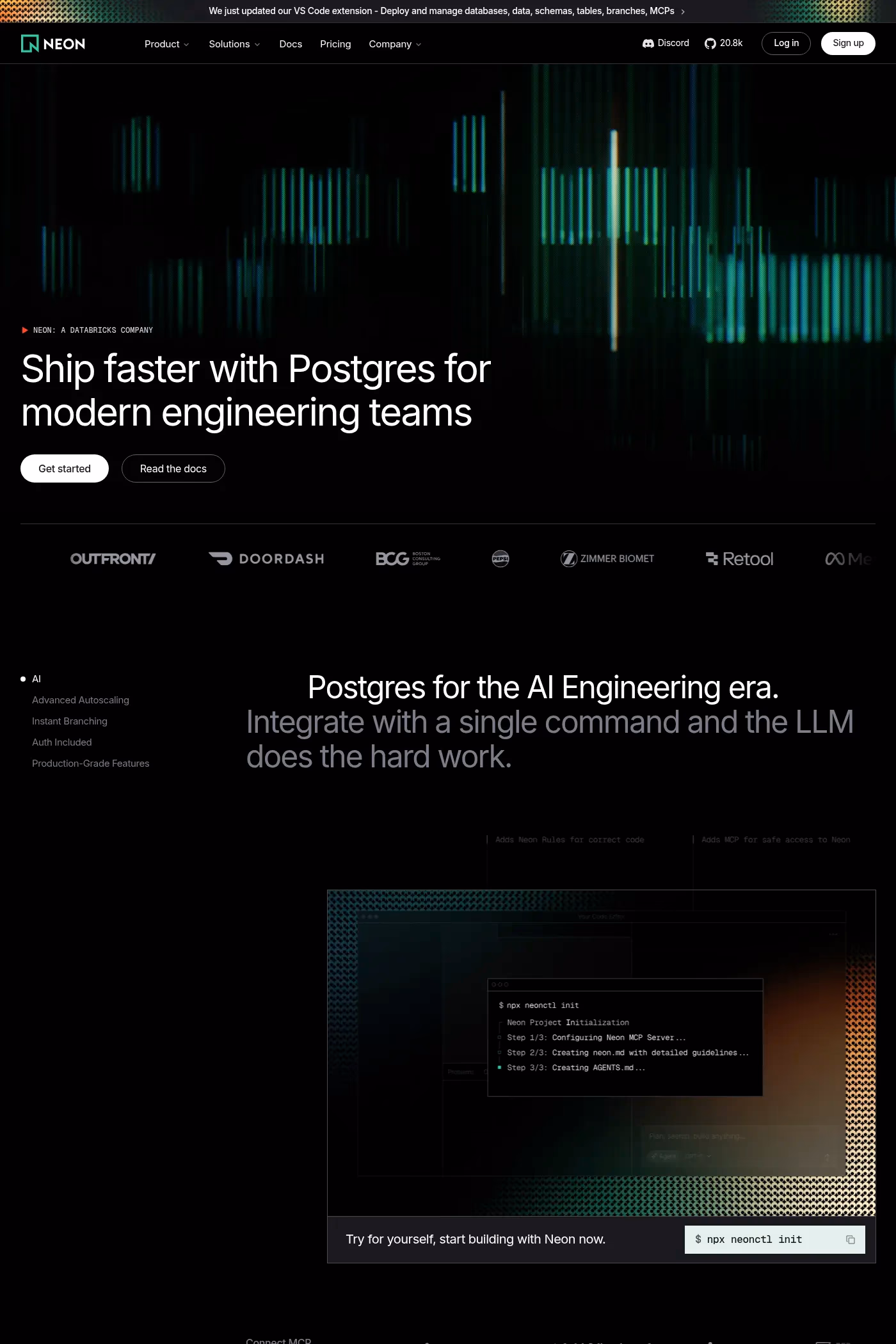 Neon website screenshot