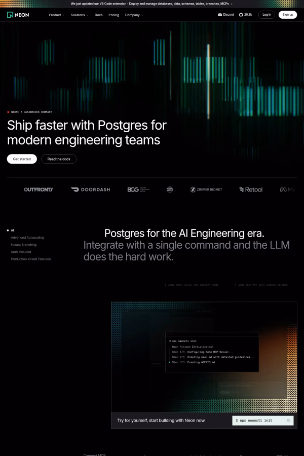 Neon website screenshot