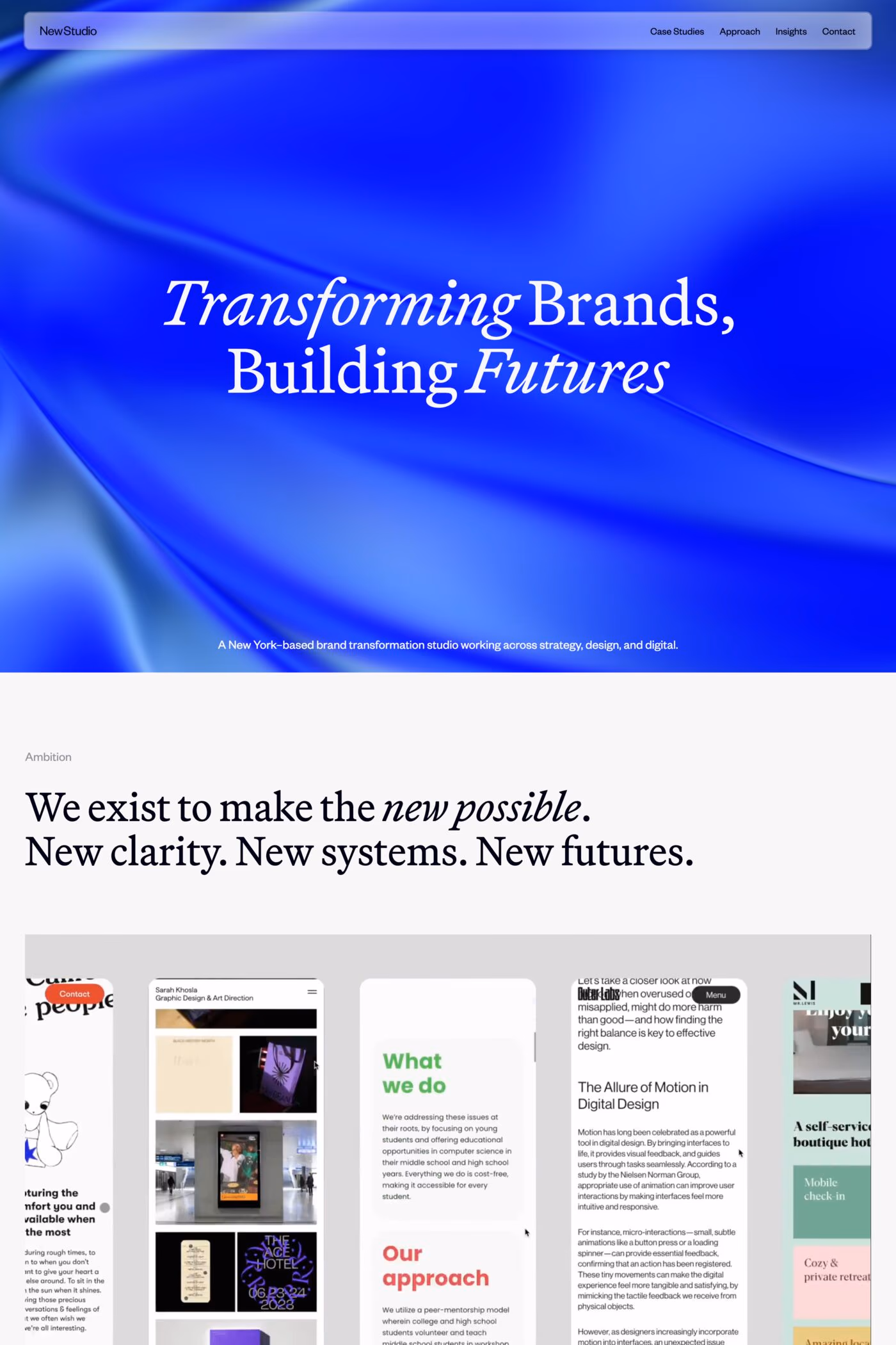 New Studio website screenshot