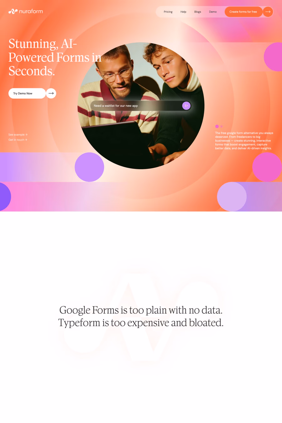 Nuraform website screenshot
