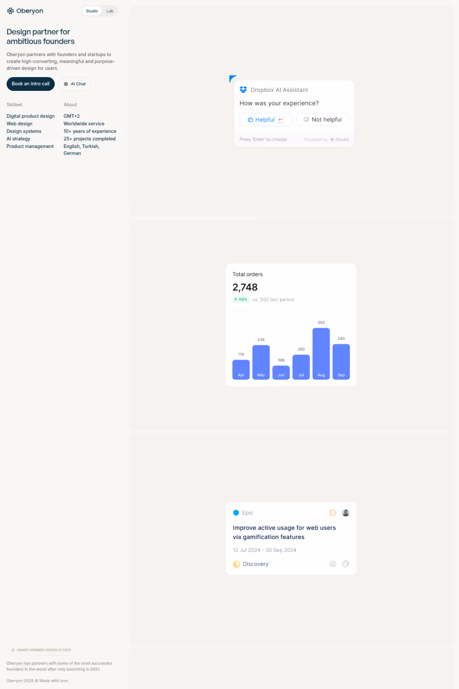 Oberyon website screenshot
