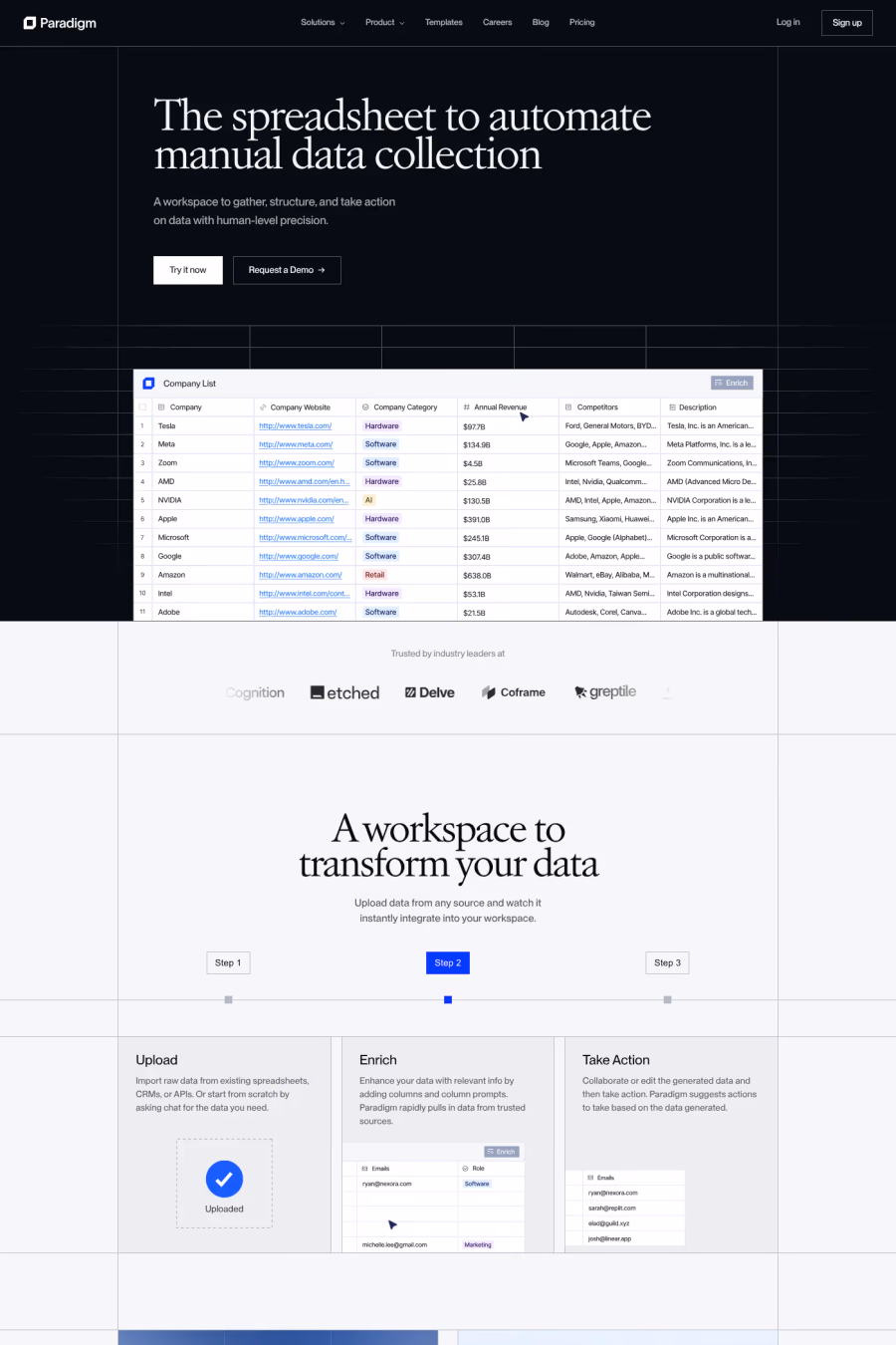 Paradigm website screenshot