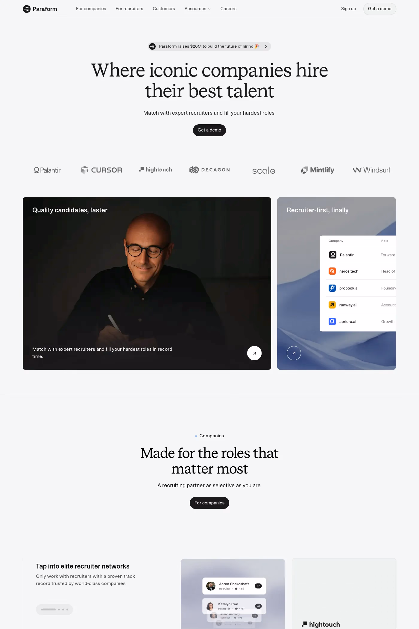Paraform website screenshot