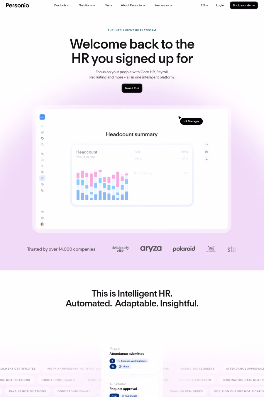 Personio website screenshot