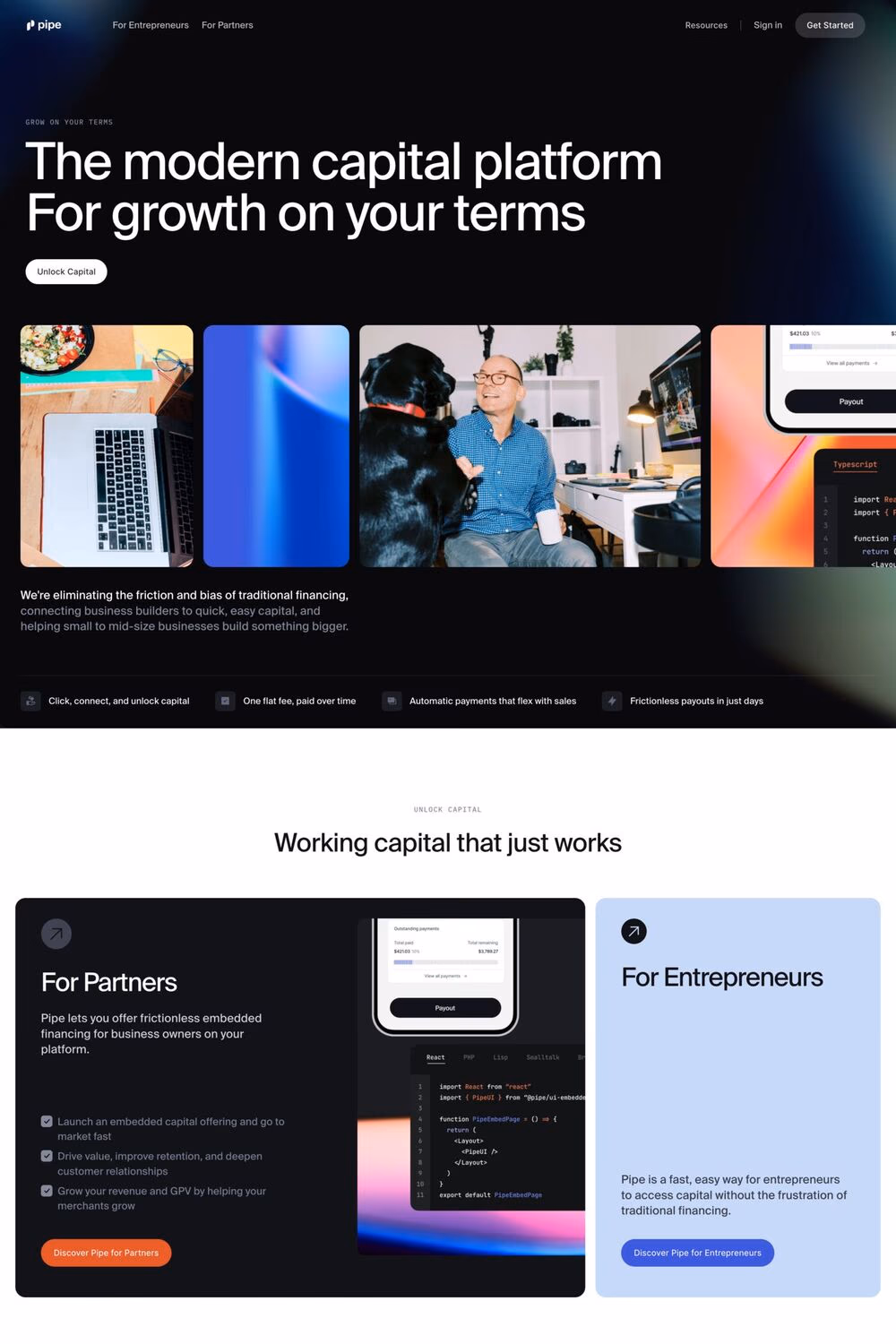 Pipe website screenshot