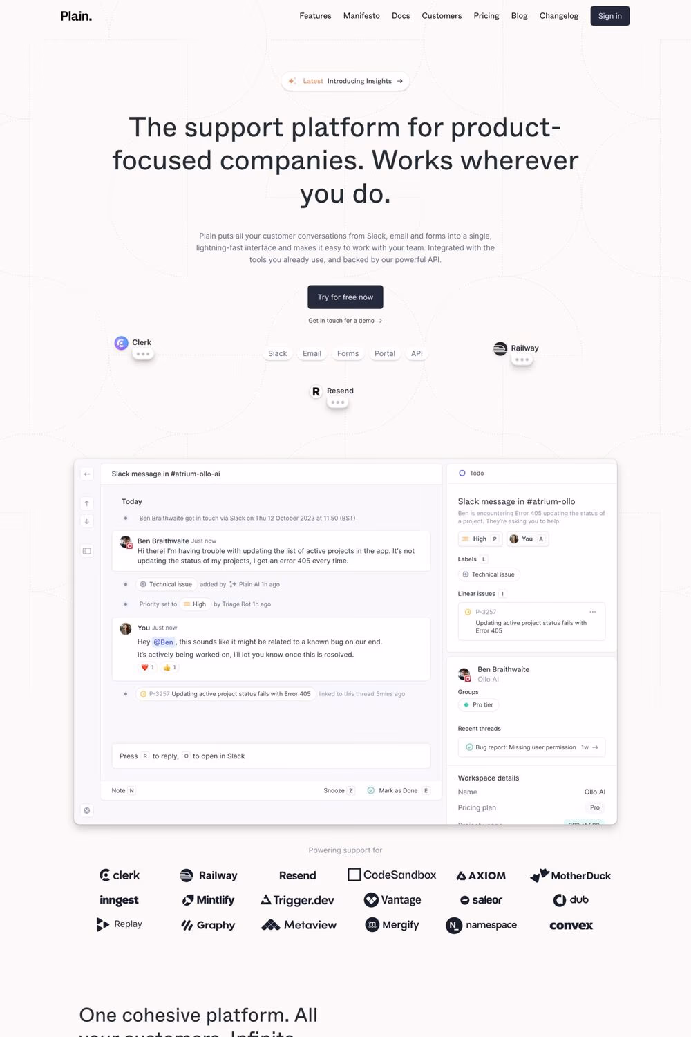 Plain website screenshot