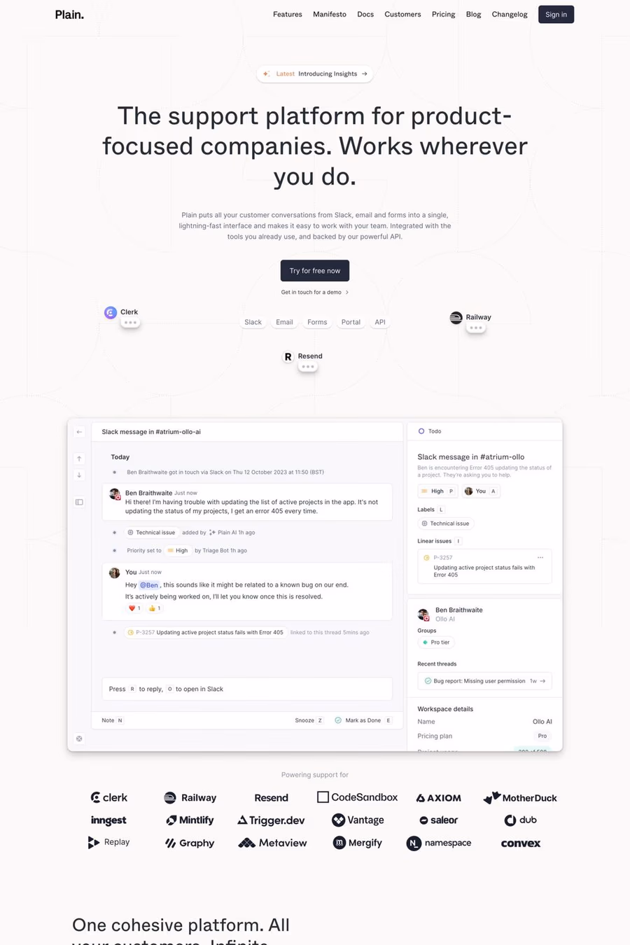 Plain website screenshot